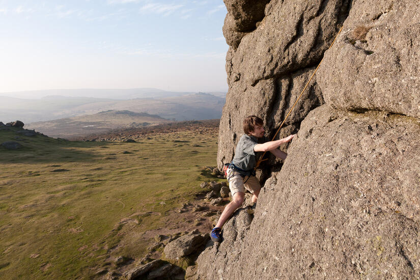 Climbing with a beautiful view