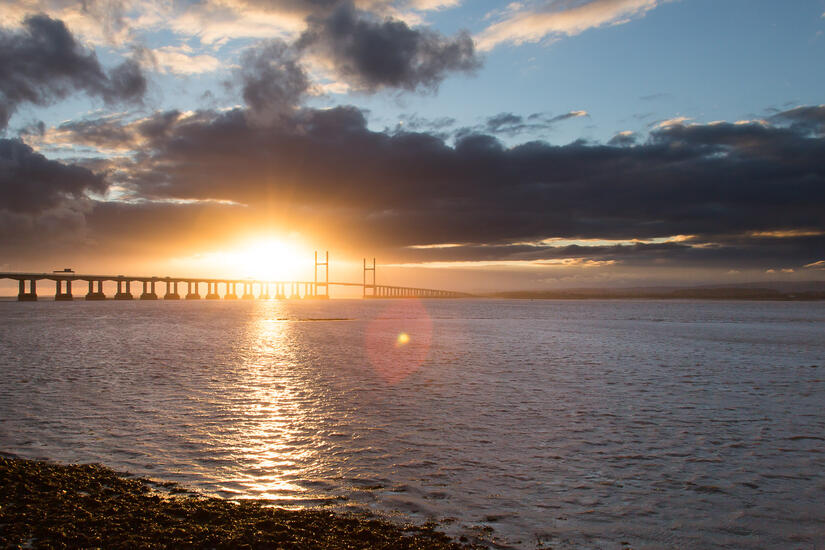 Sun Setting over the Severn Bridge