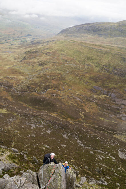 Climbing up Second Pinnacle Ridge