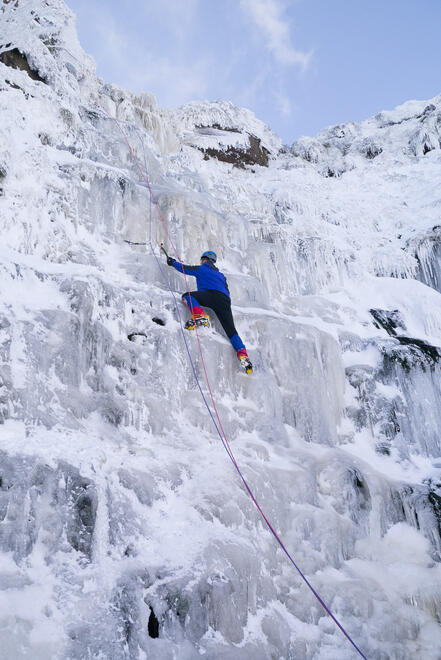 A solo climber tackling the main pitch