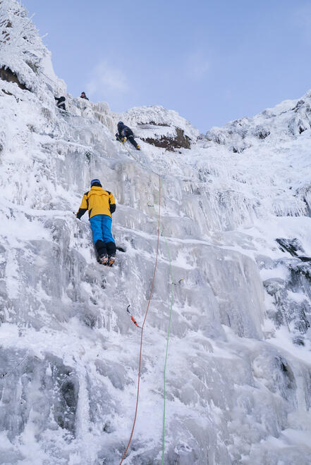 Busy climbing, spot the second, lead and solo climber!