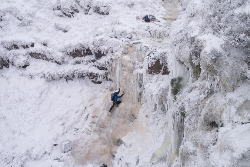 Me soloing up the last step