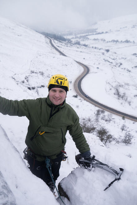 Enjoying the easier climbing