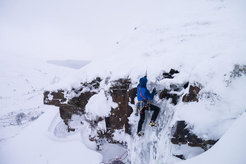 Me soloing the top pitch of Craig y Fro