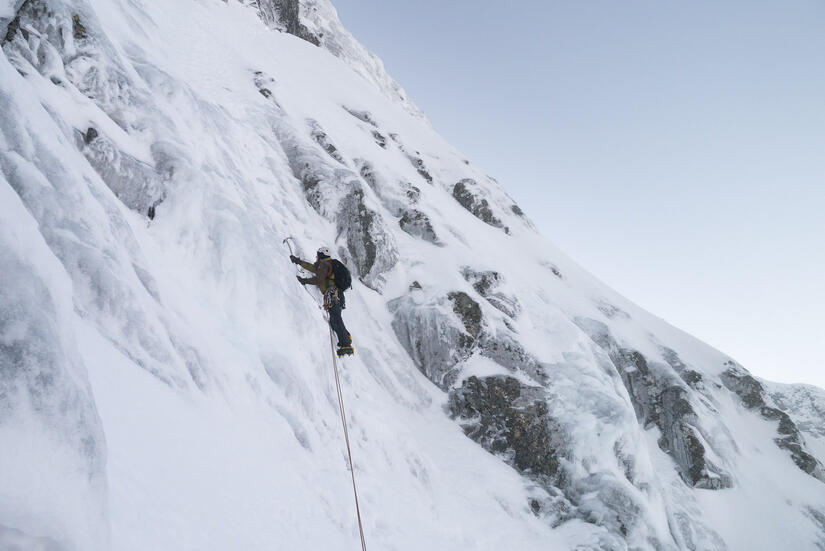 Alex climbing the third pitch