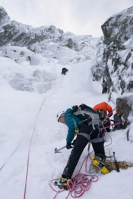 Climbing the first pitch