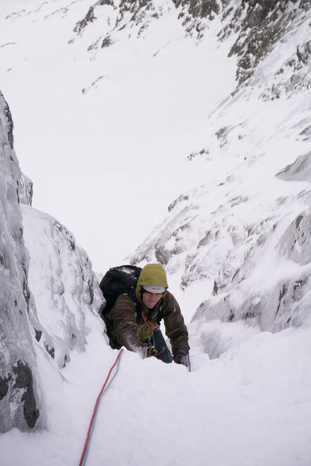 At the top of the steep section of the second pitch