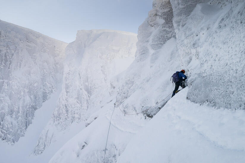 The team in front us of climbing on Eastern Traverse