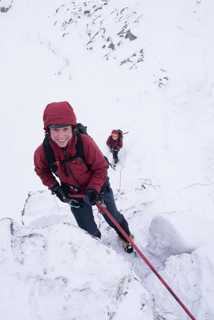 Hannah abseiling off Am Bodach