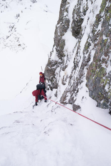 Final downclimb of the intial section of the ridge