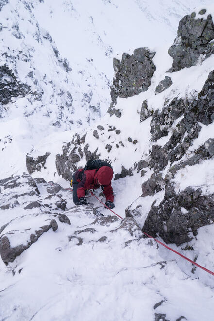 Descending off a pinnacle