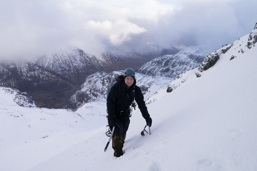 Walking up to Dorsal Arete