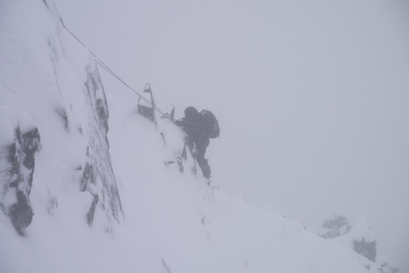 Climbing up the Arete