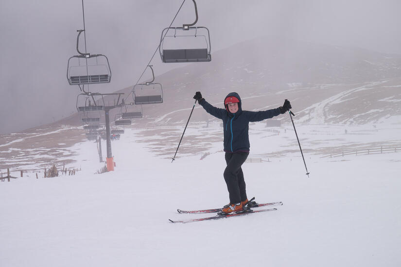 Jenny on the first run of the day