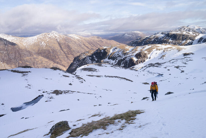 Walking up to the base of the climb