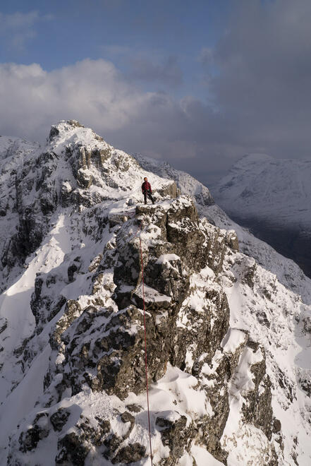 Ruth at the start of the crux in the sun