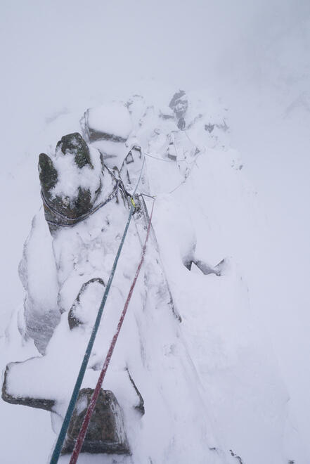 View back down the arete