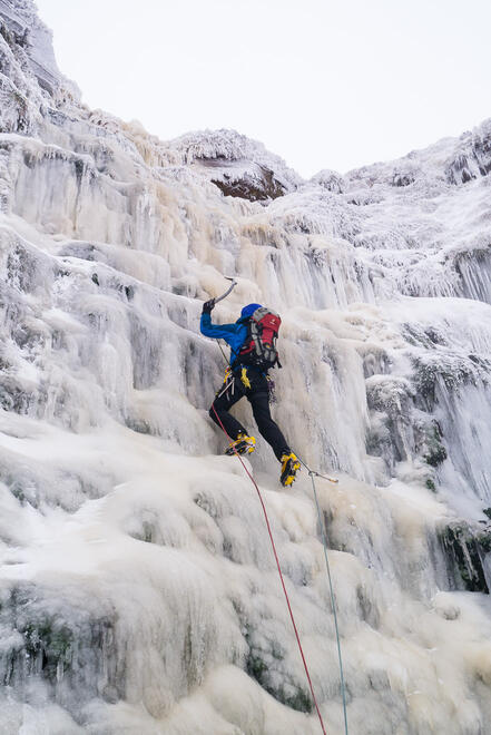 Me Climbing the main pitch of Torpantau Falls