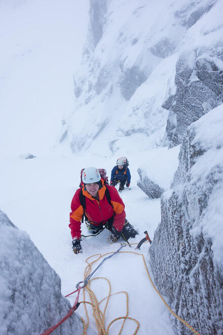 Arriving at the end of the first rope length