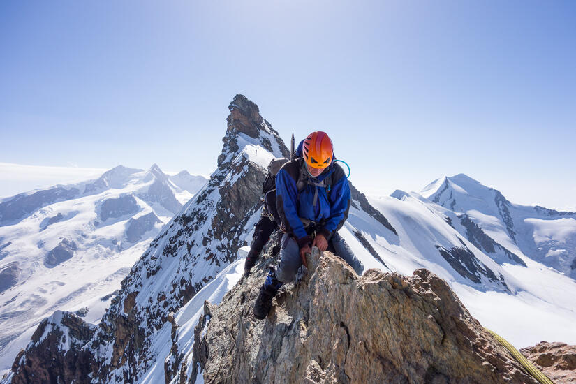 A Cheval on the arete on the Breithorn