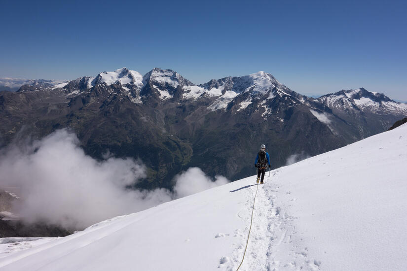 Near the end of the Glacier after climbing the Nadelhorn