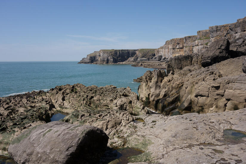 View from the belay at the base of the Arrow